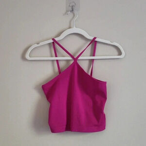 Aura Pink Crisscross Back Crop Top | Size M/L